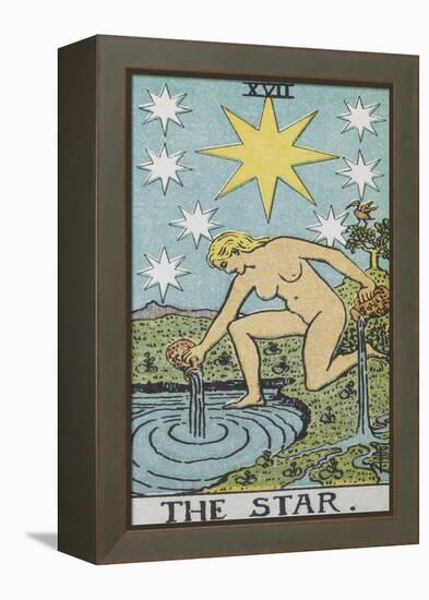 Tarot Card With a Nude Woman by a Lake With Vessels Of Water. Stars Shine Overhead-Arthur Edward Waite-Framed Premier Image Canvas