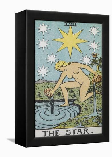 Tarot Card With a Nude Woman by a Lake With Vessels Of Water. Stars Shine Overhead-Arthur Edward Waite-Framed Premier Image Canvas
