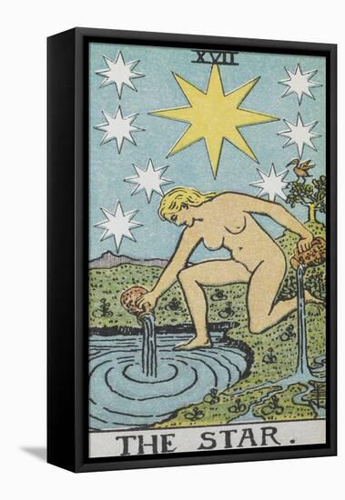 Tarot Card With a Nude Woman by a Lake With Vessels Of Water. Stars Shine Overhead-Arthur Edward Waite-Framed Premier Image Canvas