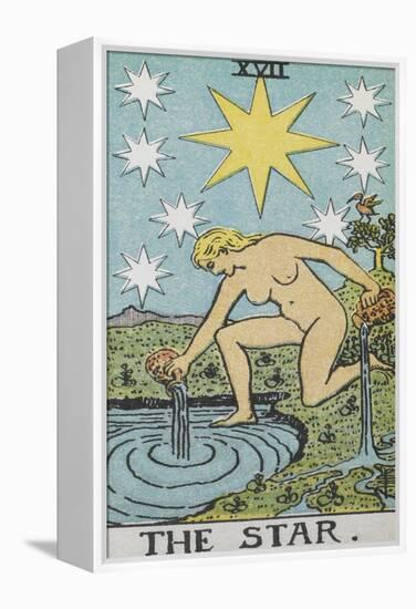 Tarot Card With a Nude Woman by a Lake With Vessels Of Water. Stars Shine Overhead-Arthur Edward Waite-Framed Premier Image Canvas