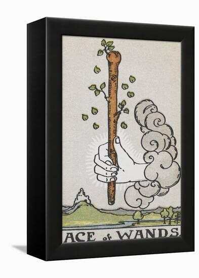 Tarot Card With a White Hand Holding a Large Wand With a Cloud Of Smoke-Arthur Edward Waite-Framed Premier Image Canvas