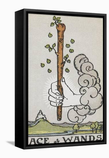 Tarot Card With a White Hand Holding a Large Wand With a Cloud Of Smoke-Arthur Edward Waite-Framed Premier Image Canvas