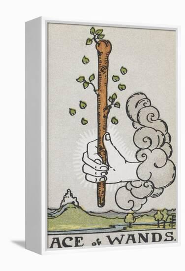 Tarot Card With a White Hand Holding a Large Wand With a Cloud Of Smoke-Arthur Edward Waite-Framed Premier Image Canvas