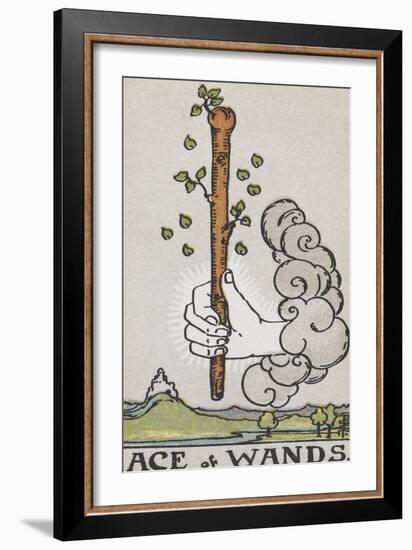 Tarot Card With a White Hand Holding a Large Wand With a Cloud Of Smoke-Arthur Edward Waite-Framed Giclee Print