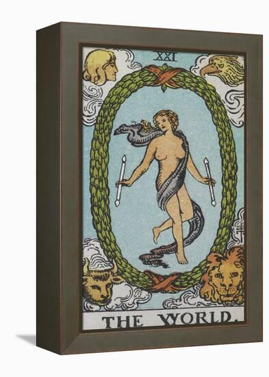 Tarot Card With a Woman Floating Inside a Wreath Of Green Leaves With the Head Of a Man-Arthur Edward Waite-Framed Premier Image Canvas