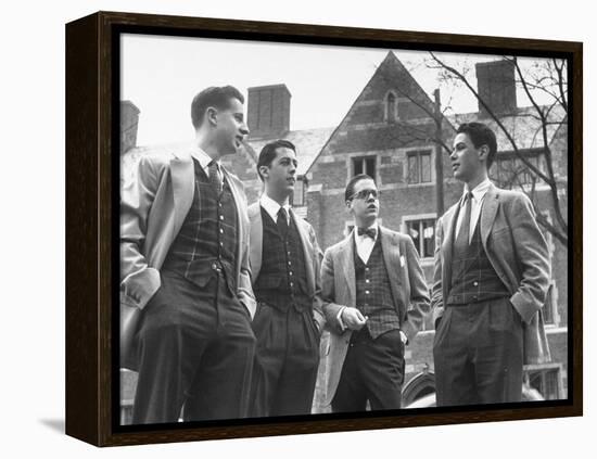 Tartan Vests Worn with Sports Jackets are Favored by These Yale Undergraduates-null-Framed Premier Image Canvas