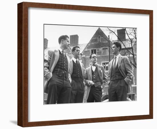 Tartan Vests Worn with Sports Jackets are Favored by These Yale Undergraduates-null-Framed Photographic Print