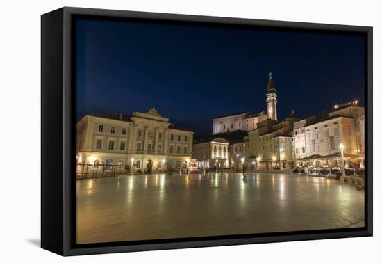 Tartini Square at dusk, Piran, Slovenia, Europe-Sergio Pitamitz-Framed Premier Image Canvas