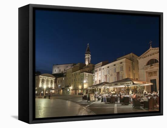 Tartini square at dusk, Piran, Slovenia, Europe-Sergio Pitamitz-Framed Premier Image Canvas