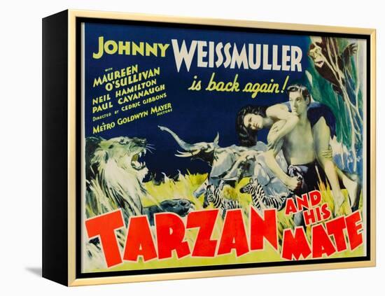 Tarzan and His Mate, Maureen O'Sullivan, Johnny Weissmuller, 1934-null-Framed Stretched Canvas