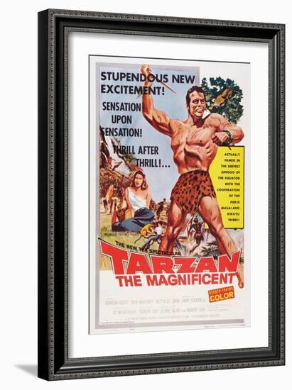 Tarzan the Magnificent, from Back Left: Betta St. John, Gordon Scott, 1960-null-Framed Art Print