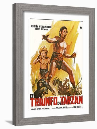 Tarzan Triumphs, Spanish Movie Poster, 1943-null-Framed Art Print