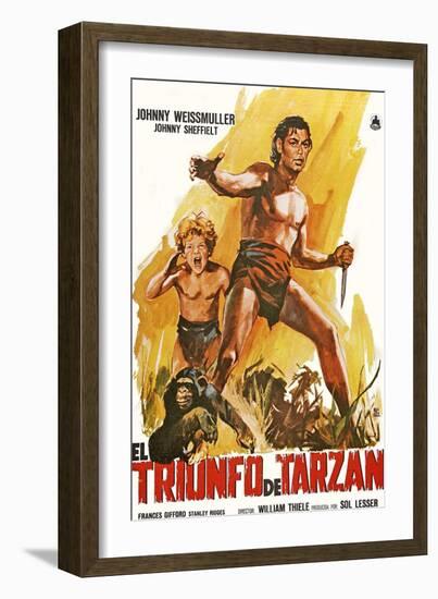 Tarzan Triumphs, Spanish Movie Poster, 1943-null-Framed Art Print