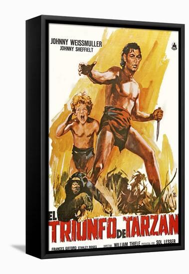 Tarzan Triumphs, Spanish Movie Poster, 1943-null-Framed Stretched Canvas