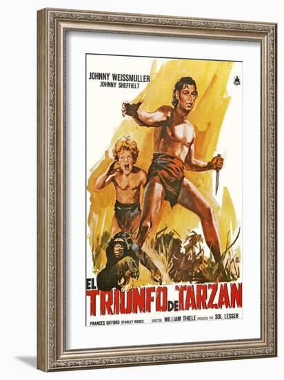 Tarzan Triumphs, Spanish Movie Poster, 1943-null-Framed Premium Giclee Print