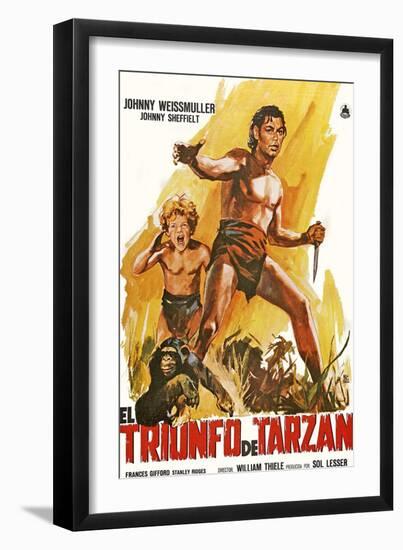 Tarzan Triumphs, Spanish Movie Poster, 1943-null-Framed Premium Giclee Print