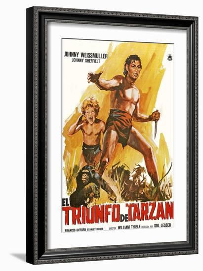 Tarzan Triumphs, Spanish Movie Poster, 1943-null-Framed Premium Giclee Print
