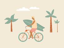 Summer Surfing Girl Illustration-Tasiania-Art Print