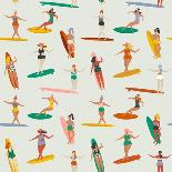 Girls Playing Ukulele and Dancing Hula-Tasiania-Framed Art Print