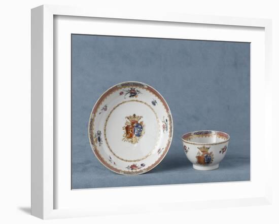 Tasse hémisphérique armoriée et soucoupe-null-Framed Giclee Print