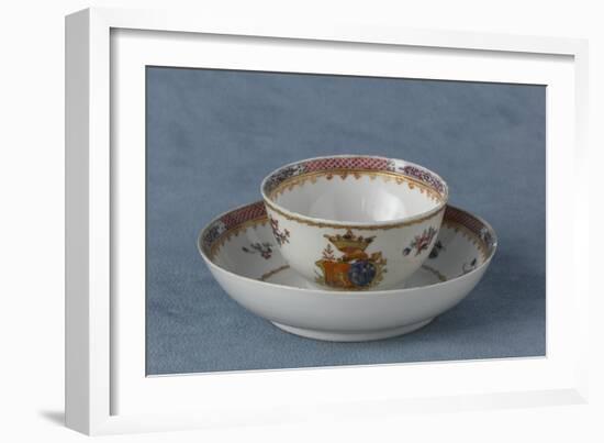 Tasse hémisphérique armoriée et soucoupe-null-Framed Giclee Print