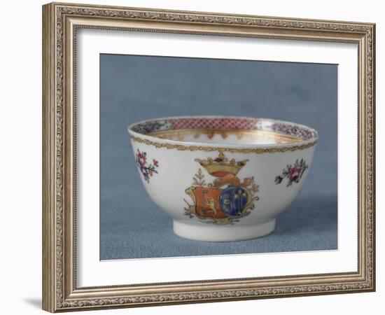 Tasse hémisphérique armoriée et soucoupe-null-Framed Giclee Print