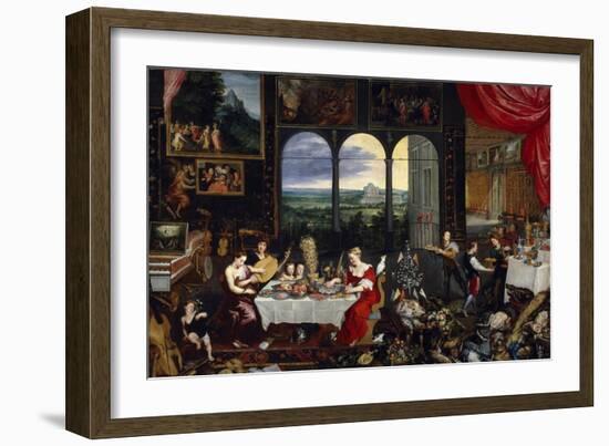 Taste, Hearing and Touch, Ca. 1620-Jan Brueghel the Elder-Framed Giclee Print