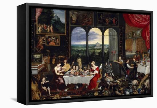 Taste, Hearing and Touch, Ca. 1620-Jan Brueghel the Elder-Framed Premier Image Canvas