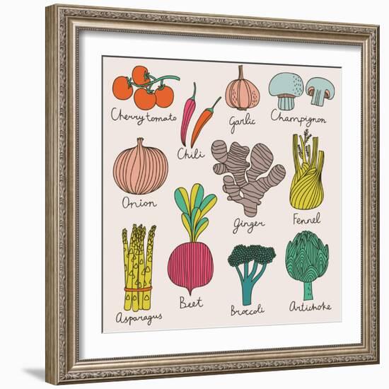 Tasty Vegetables-smilewithjul-Framed Art Print