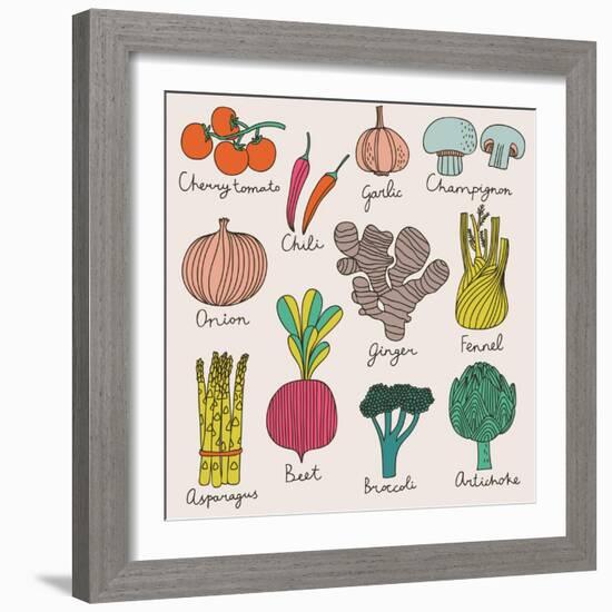 Tasty Vegetables-smilewithjul-Framed Art Print