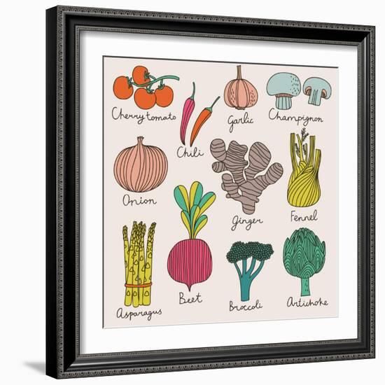 Tasty Vegetables-smilewithjul-Framed Art Print