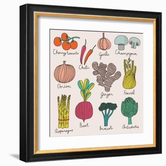 Tasty Vegetables-smilewithjul-Framed Art Print