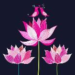 Beautiful Lotus Flower Pattern-Tatiana Korchemkina-Framed Stretched Canvas