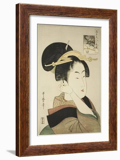 Tatsumi Roko, from the Series Renowned Beauties Likened to the Six Immortal Poets, C.1794-96-Kitagawa Utamaro-Framed Giclee Print