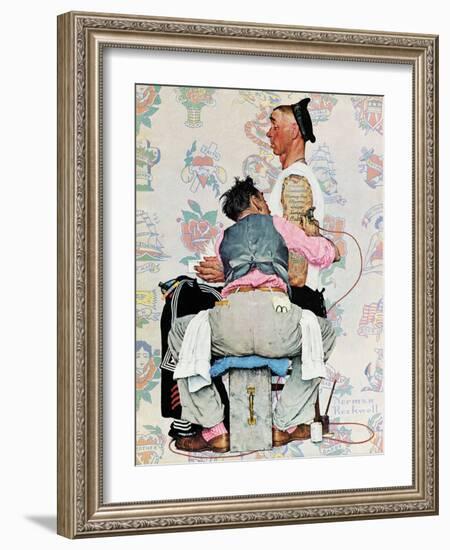 "Tattoo Artist", March 4,1944-Norman Rockwell-Framed Giclee Print