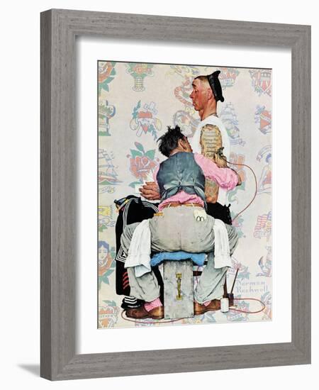 "Tattoo Artist", March 4,1944-Norman Rockwell-Framed Giclee Print