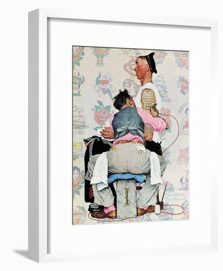 "Tattoo Artist", March 4,1944-Norman Rockwell-Framed Giclee Print