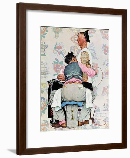 "Tattoo Artist", March 4,1944-Norman Rockwell-Framed Giclee Print