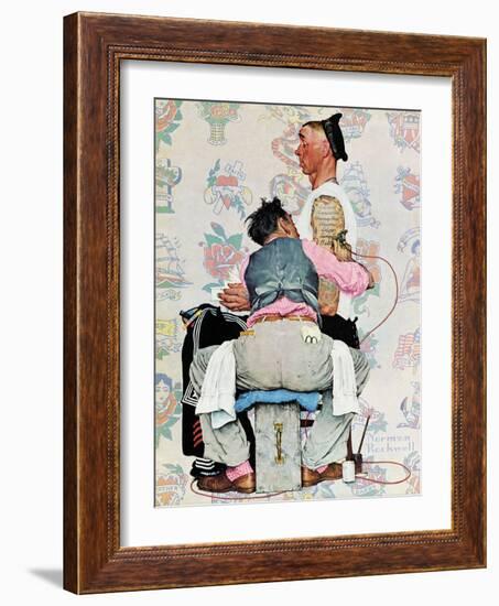 "Tattoo Artist", March 4,1944-Norman Rockwell-Framed Giclee Print