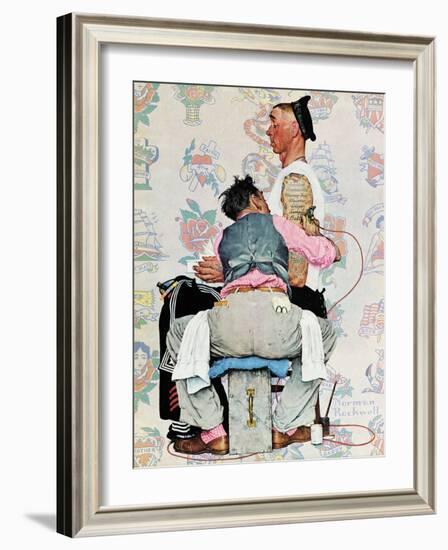 "Tattoo Artist", March 4,1944-Norman Rockwell-Framed Giclee Print