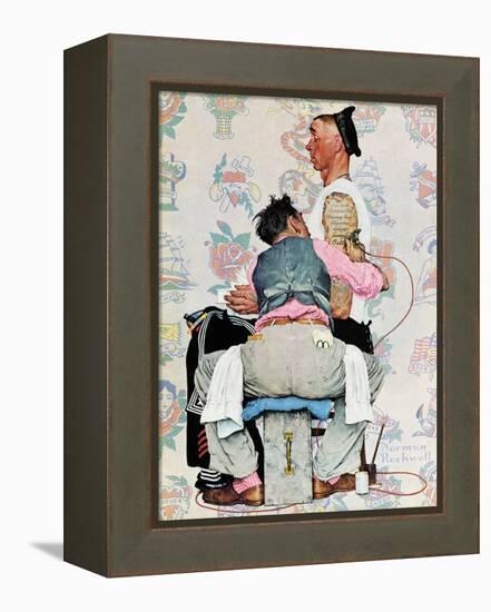 "Tattoo Artist", March 4,1944-Norman Rockwell-Framed Premier Image Canvas