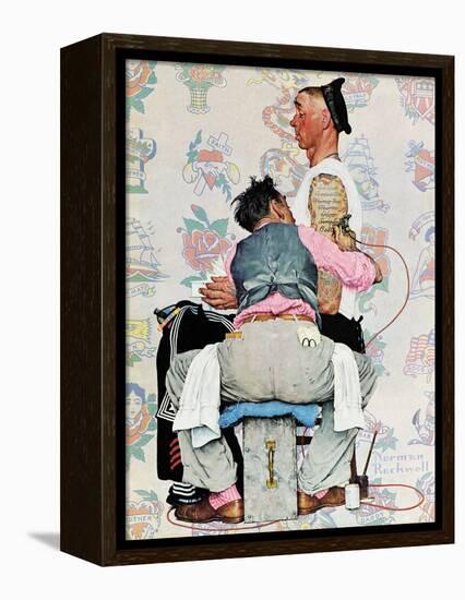 "Tattoo Artist", March 4,1944-Norman Rockwell-Framed Premier Image Canvas