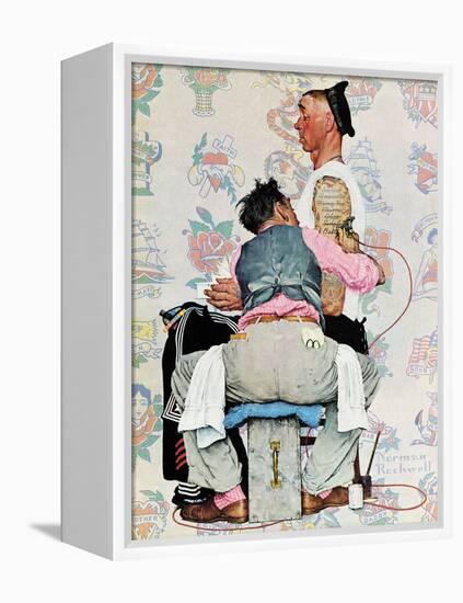 "Tattoo Artist", March 4,1944-Norman Rockwell-Framed Premier Image Canvas