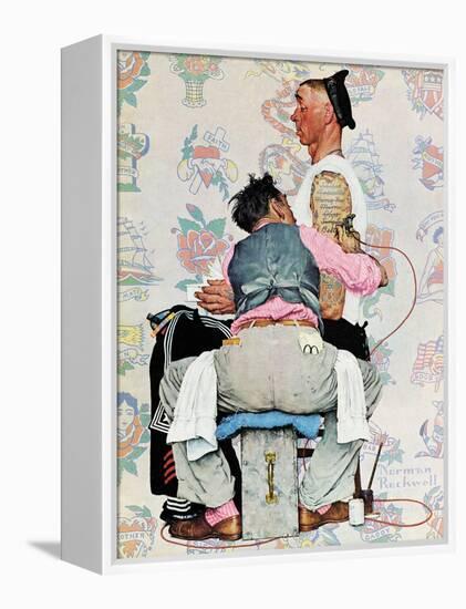 "Tattoo Artist", March 4,1944-Norman Rockwell-Framed Premier Image Canvas