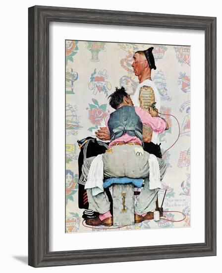 "Tattoo Artist", March 4,1944-Norman Rockwell-Framed Premium Giclee Print