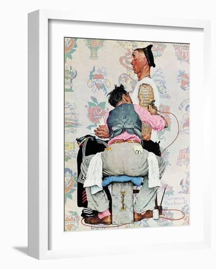 "Tattoo Artist", March 4,1944-Norman Rockwell-Framed Premium Giclee Print