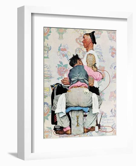 "Tattoo Artist", March 4,1944-Norman Rockwell-Framed Giclee Print