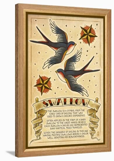 Tattoo Flash Sheet - Swallow-Lantern Press-Framed Stretched Canvas