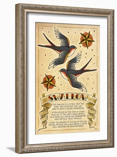 Tattoo Flash Sheet - Swallow-Lantern Press-Framed Art Print