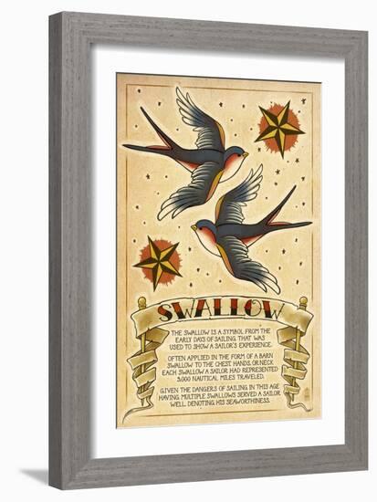 Tattoo Flash Sheet - Swallow-Lantern Press-Framed Art Print
